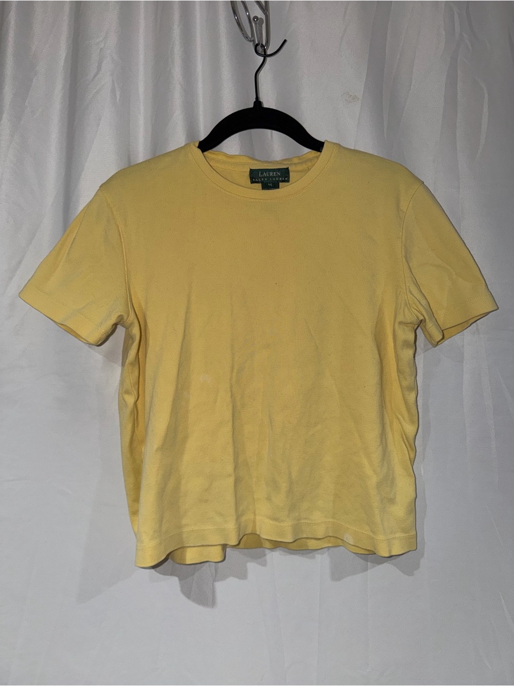 Lauren Ralph Lauren Shirt Pale Yellow Short Sleeve Cotton Crewneck Baby Tee M